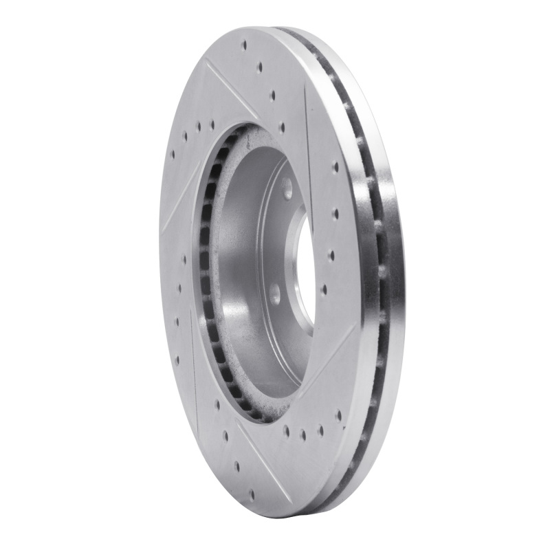 Kia Sedona Brake Rotor (1) - Front Left - R1 Concepts - Drilled & Slotted - Silver - 2002